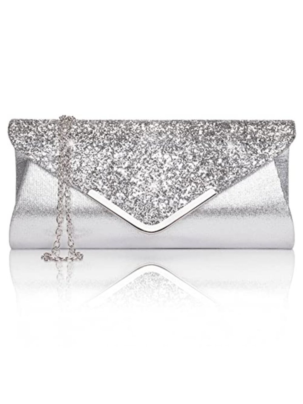 Synthetic Leather Clutch with Sequins Flap Evening Bag Crossbody